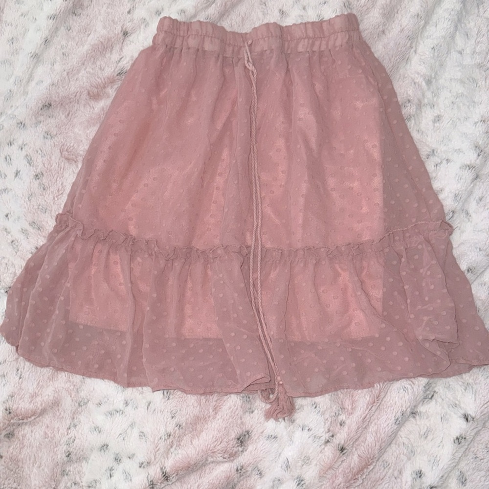 Pink small midi flowy mesh skirt